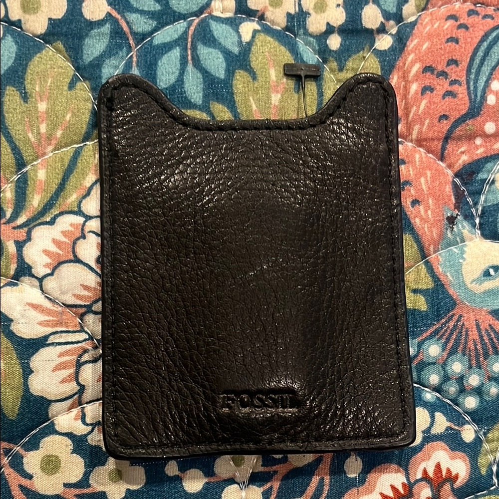 Fossil Black Leather Card Sleeve